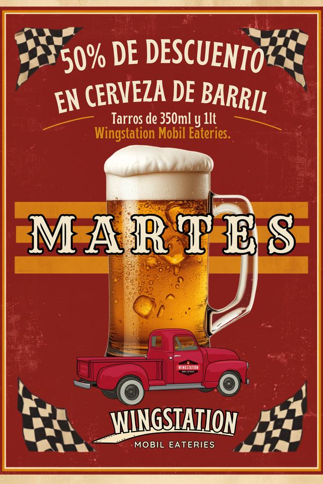 Martes 50% en cerveza de barril