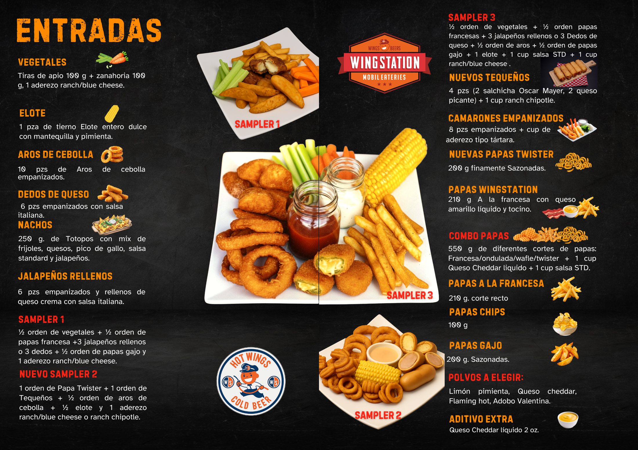 Menú Wingstation: Entradas