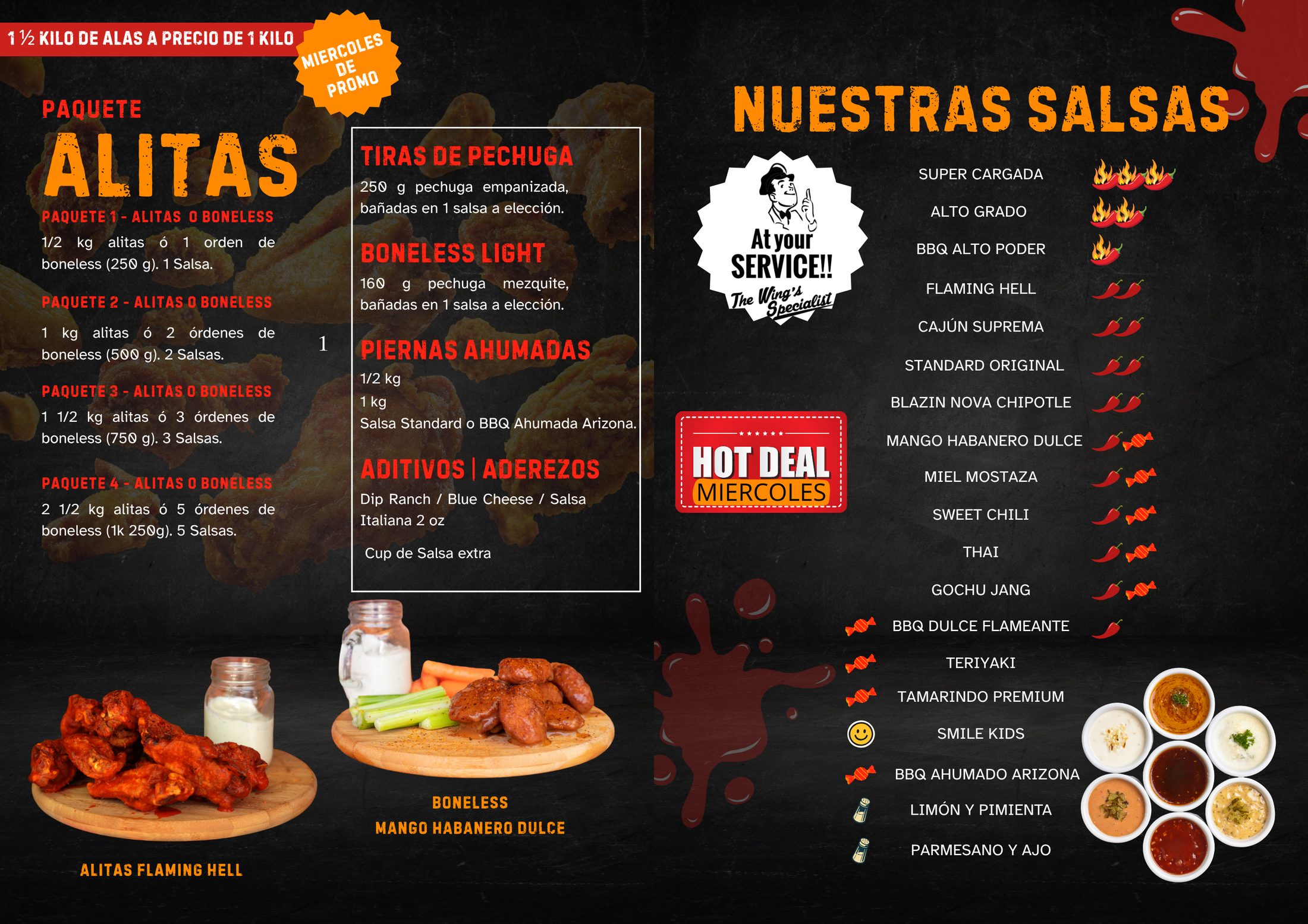 Menú Wingstation: Alitas y salsas